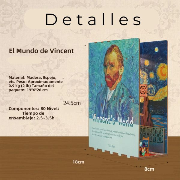 Book Nook 3D El Mundo de Vincent con Luz LED y Sensor